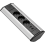 Energie hoekzuil aluminium/zwart 3-voudig wcd + 2x USB lader