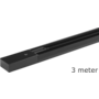 1-Faserail zwart afmeting 36x18mm. Lengte:3000mm