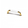 Greep wit porselein 110x15mm, hartmaat 96mm, voetjes verguld