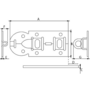 Hangslotrolschuif 80x180mm/ schootdikte 8mm/ vlak/ verzinkt