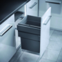 Afvalsysteem 55L donkergrijs met softclose geleiders