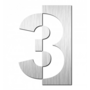 Huisnummer "3" hoogte 75mm, RVS geborsteld