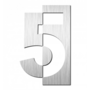 Huisnummer "5" hoogte 75mm, RVS geborsteld