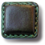 Knop nylon "groen leder met stiksels" 40x40mm