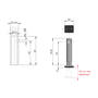 Stelvoet REKORD TECH diameter 12mm gat op 52mm, hoogte 65mm