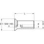 Busmoer platkop, M6, zwart verzinkt, lengte totaal 20mm