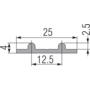 Miniroller onder looprail dubbel, lengte 2500mm