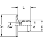 Busmoer M6x20mm, kop 19mm, staal verzinkt, SW 5