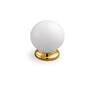 Knop kunststof wit diameter 28mm voet glans vermessingd