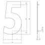 Huisnummer 5 XL hoogte 30cm RVS geborsteld