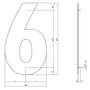 Huisnummer 6 XXL hoogte 50cm RVS/mat zwart