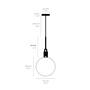 Forked Pendant/Steel/Large Opal Globe