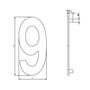 Huisnummer 9 150mm RVS geborsteld