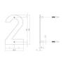 Huisnummer 2 150x2mm RVS geborsteld