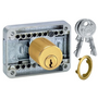 Oplegslot cilinder mat messing, vers. sl. over moedersleutel
