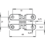 Vici scharnier 44x13mm geel verzinkt