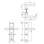 Deurkruk Bastian op schild 245x45 mm WC63/8 mm