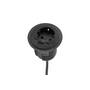 Inbouw module Power spot zwart, 60mm. Met Schuko plug