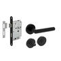 Deurbeslag set toiletslot 63/8mm zwart met deurkruk Bastian