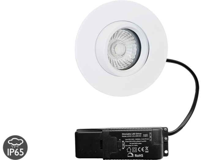 Lazio IP65 wit kantelbare inbouwspot + Triac driver