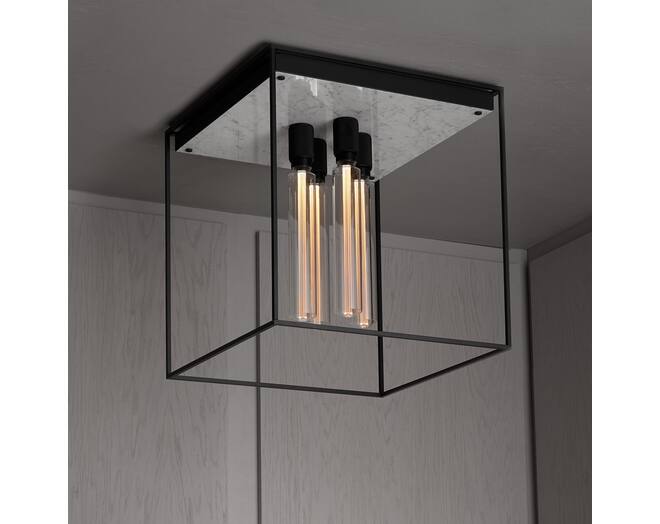 Caged Ceiling 4.0 - Polished White Marble/Buster Bulb Tube