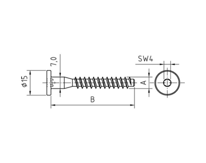 Confirmatschroef 7,0x50mm Cilinderkop SW4 geelverzinkt