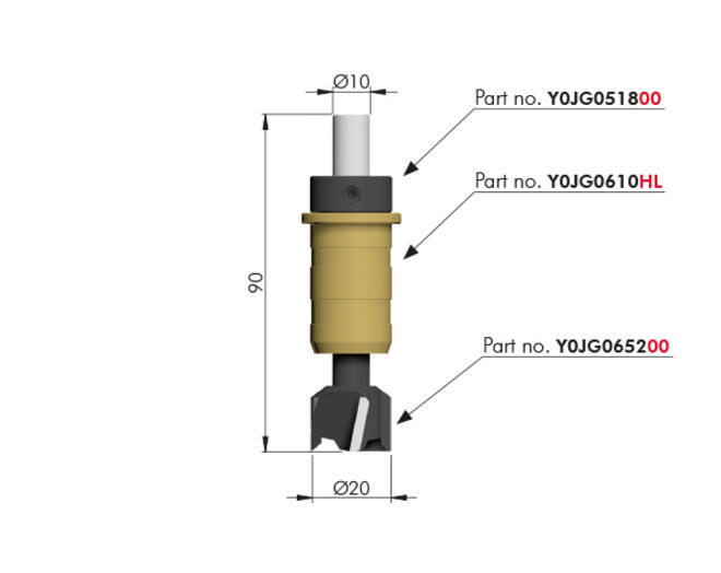 Boor voor 20mm excenterhuisje geschikt v/ boormal Y0JG0160RO