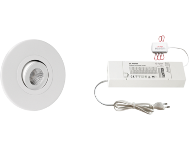 6x Monza rond wit + 6x verlengsnoer + ZigBee Driver 30W