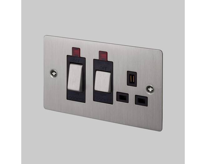 Cooker Control Unit w/ Neon - Steel - Black Interior