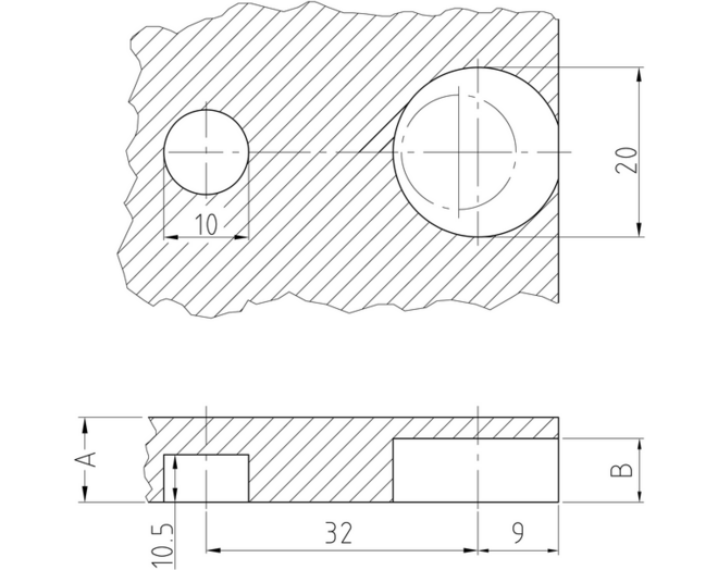 Verbindingsbeslag vernikkeld met neus, met V rand 16mm hout