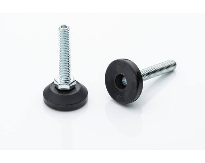 Stelvoet M10x100mm met binnenzeskant, m beweegbare kst.voet
