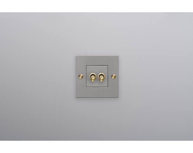 EU 1G Double Toggle Switch/w/out B+P Logo/Steel