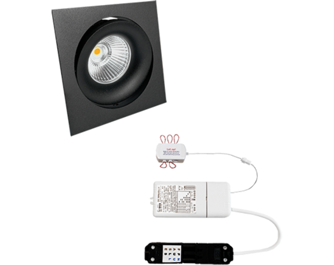6xCádiz Vierk. zwart+6x powerled 7W+6x verl+driver+wieland