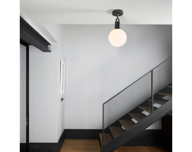 Forked Ceiling/Steel/Medium Opal Globe