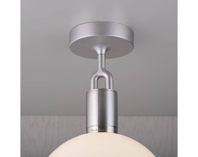 Forked Ceiling/Steel/Medium Opal Globe