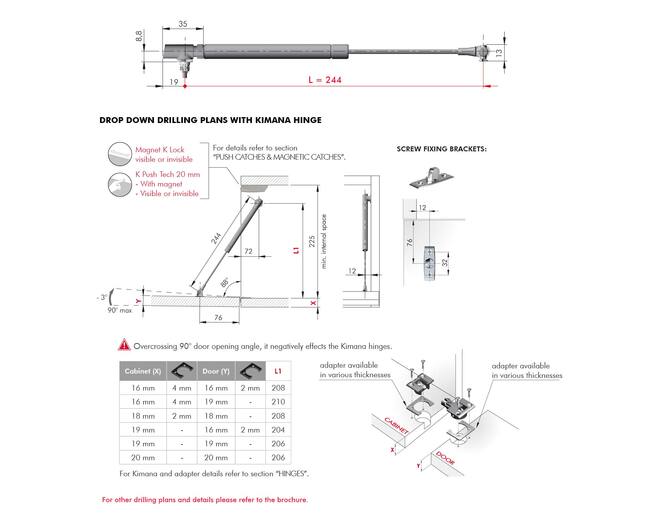 Klepschaar K12 VERSTELBAAR 244mm  - vallende klep