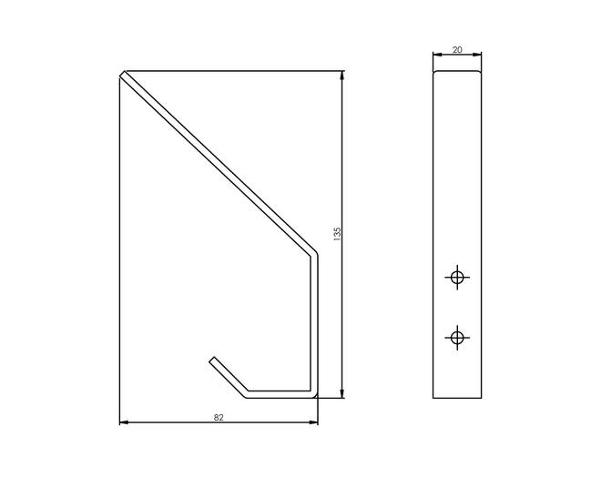 Kapstokhaak 135 mm gebogen zwart