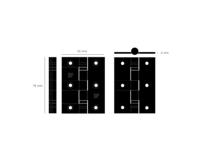 Hinge/76 X 51 X 2 Mm (3 X 2 Inch)/Set Of 2/Welders Bla