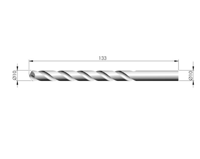 Boor 10x133mm voor boormal