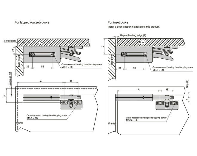 Demper - sluiting combinatie zwart voor deuren 25-40 kilo