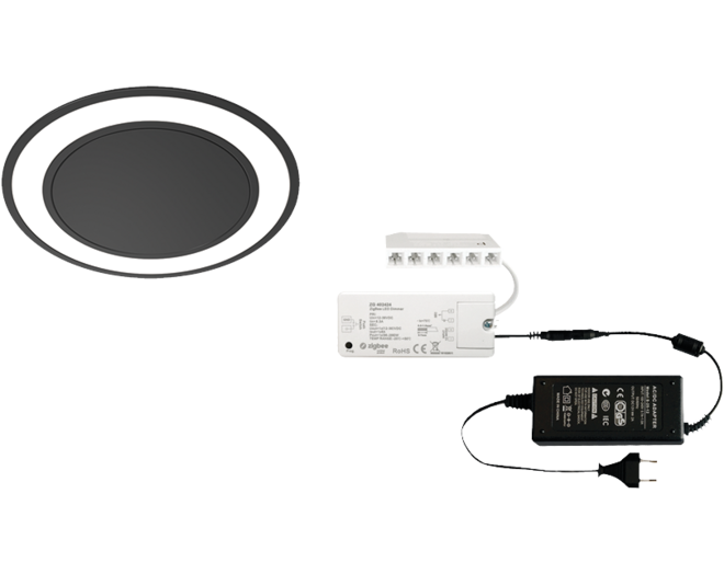 4 x Holl TH mat zwart 24V + Zigbee ontvanger + Driver 24W