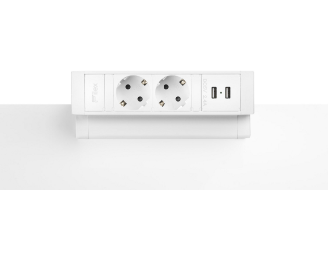 Fellowes power deskup 2.0 Wit 2x USB-A 2x 220V met eGST plug