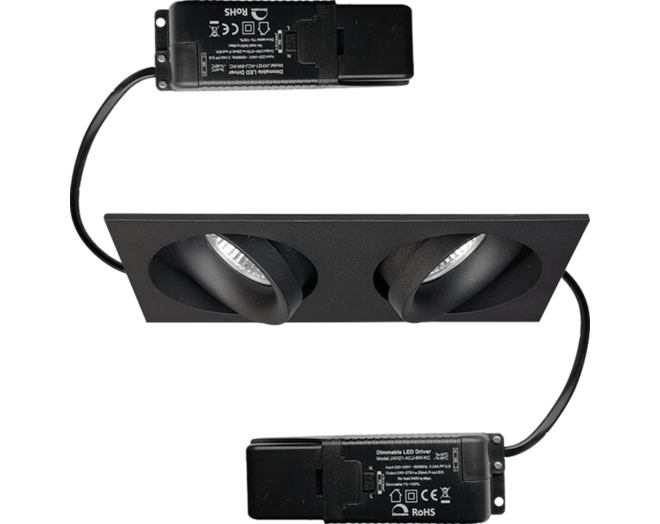 Cádiz Duo kantelbare inbouwspot zwart + Triac driver