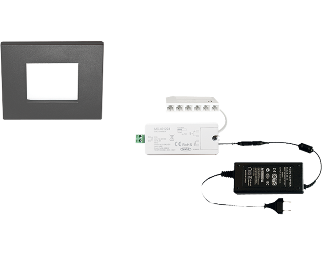 3x Quadrum mat zwart 12V + MC-Easy + Driver 24W