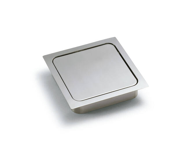 Afvaldoorlaat 170x170mm RVS mat met soft close deksel