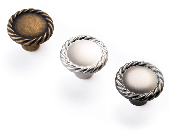 Knop ROPE oud tin 34mm