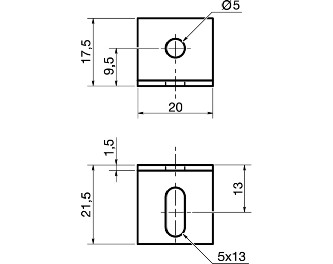 Verbindingshoek 17.5 x 20 x 1.5mm verzinkt