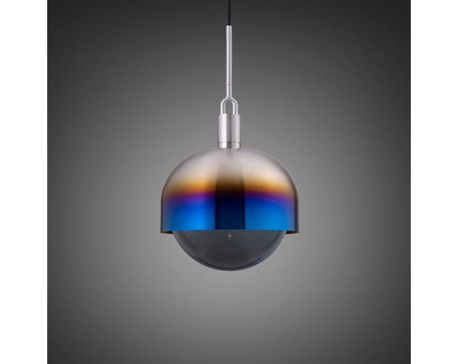 Forked Pendant/Steel/Large Burnt Steel Shade/Large Smo