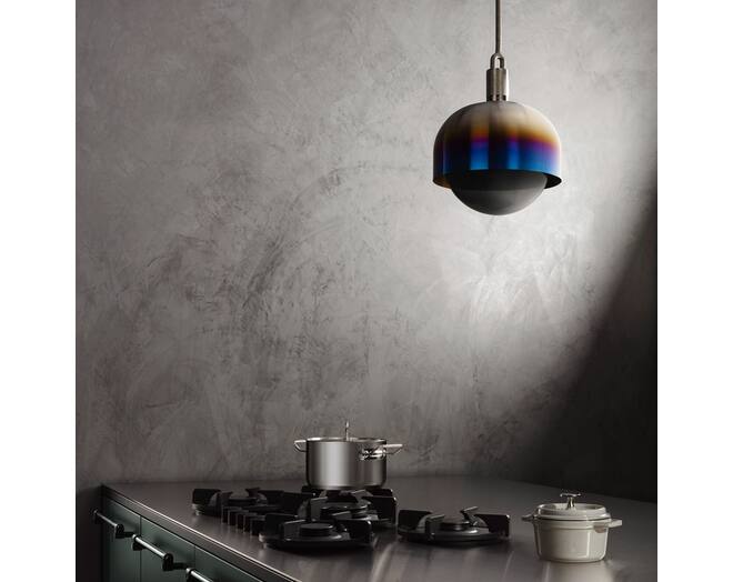 Forked Pendant/Steel/Large Burnt Steel Shade/Large Smo