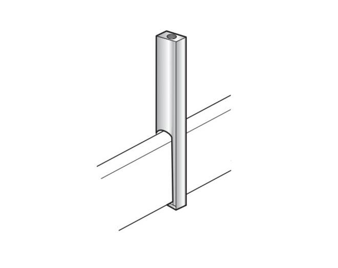 Middensteun voor roede 30x10mm, mat zwart RAL9005 H=78.5mm